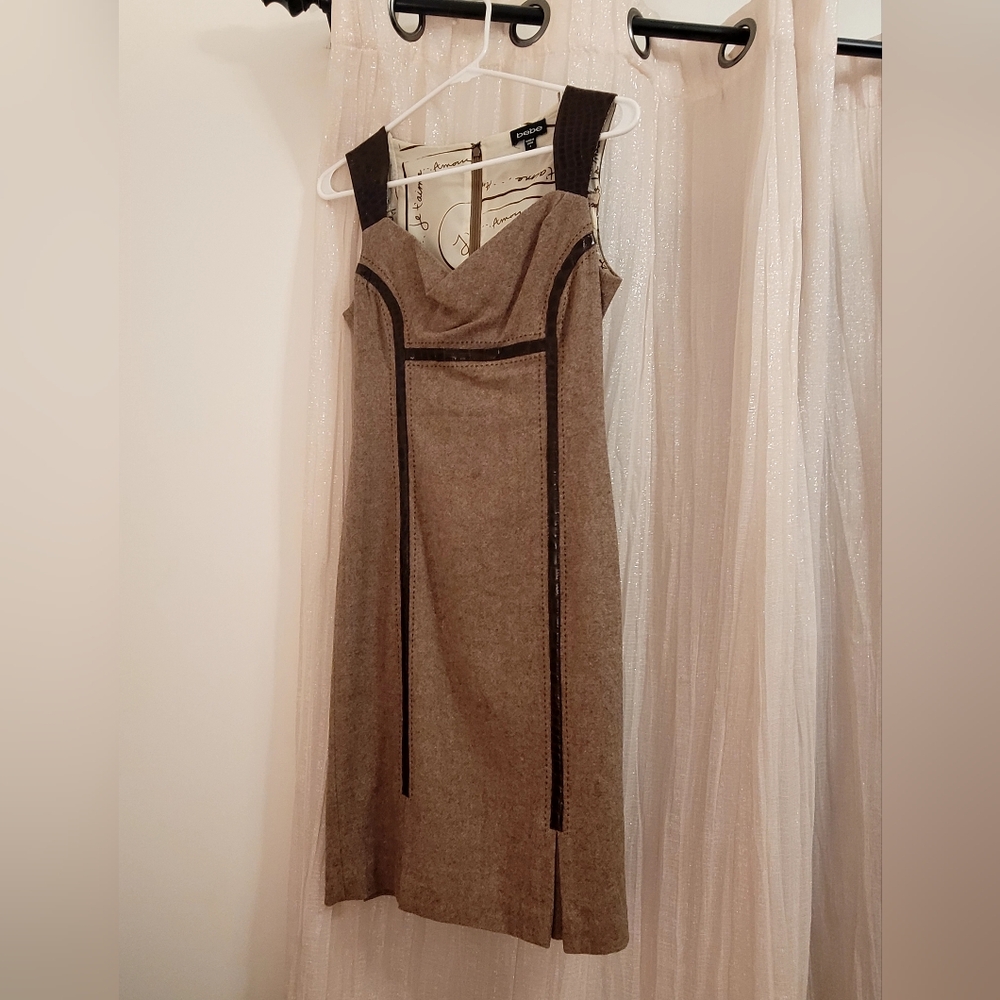 Y2K BEBE || wool dress w/ cowl neck, "OFFICE SIREN" vibes